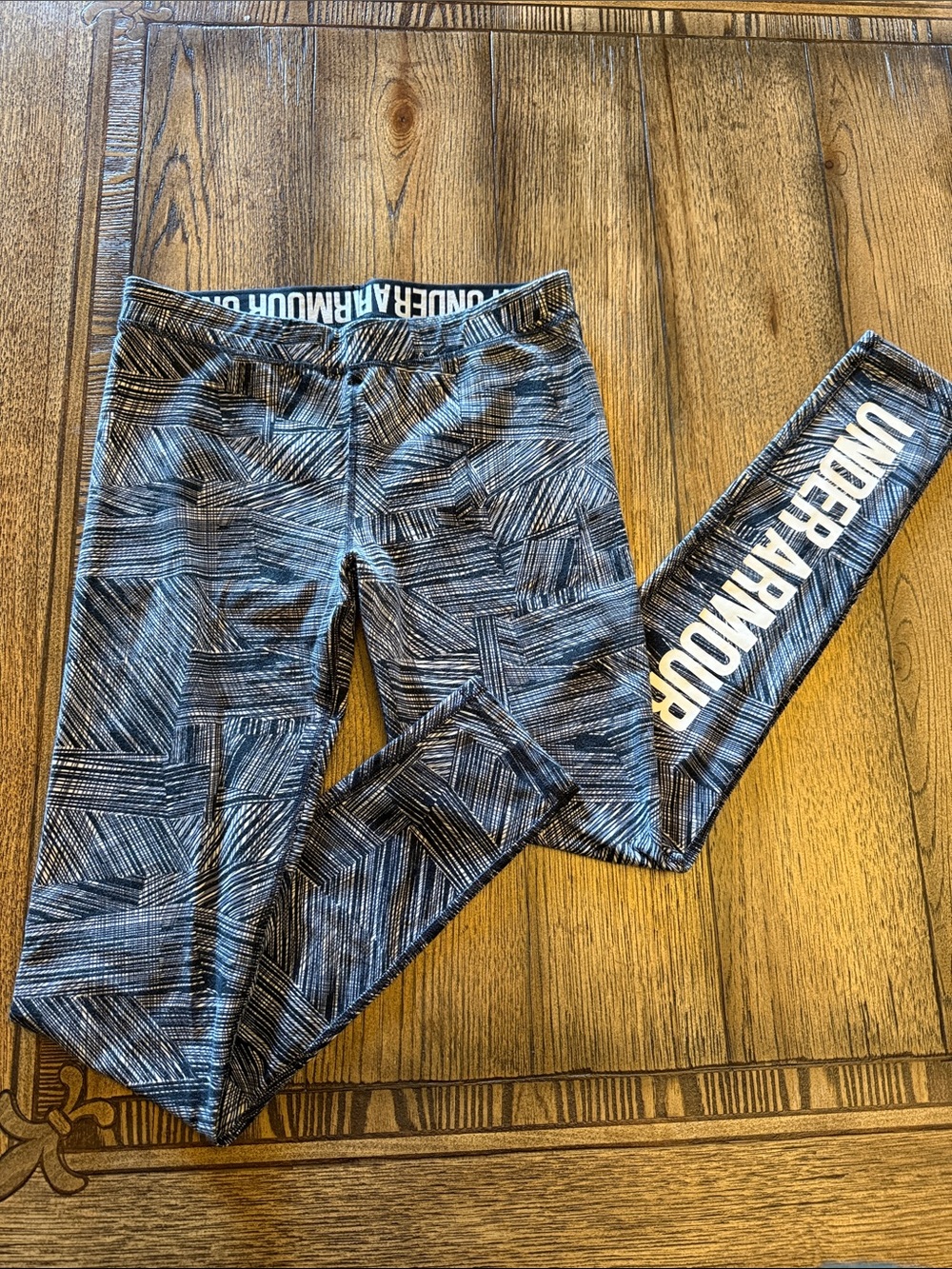 Under Armour Black & White Graphic Leggings with Back Leg Logo